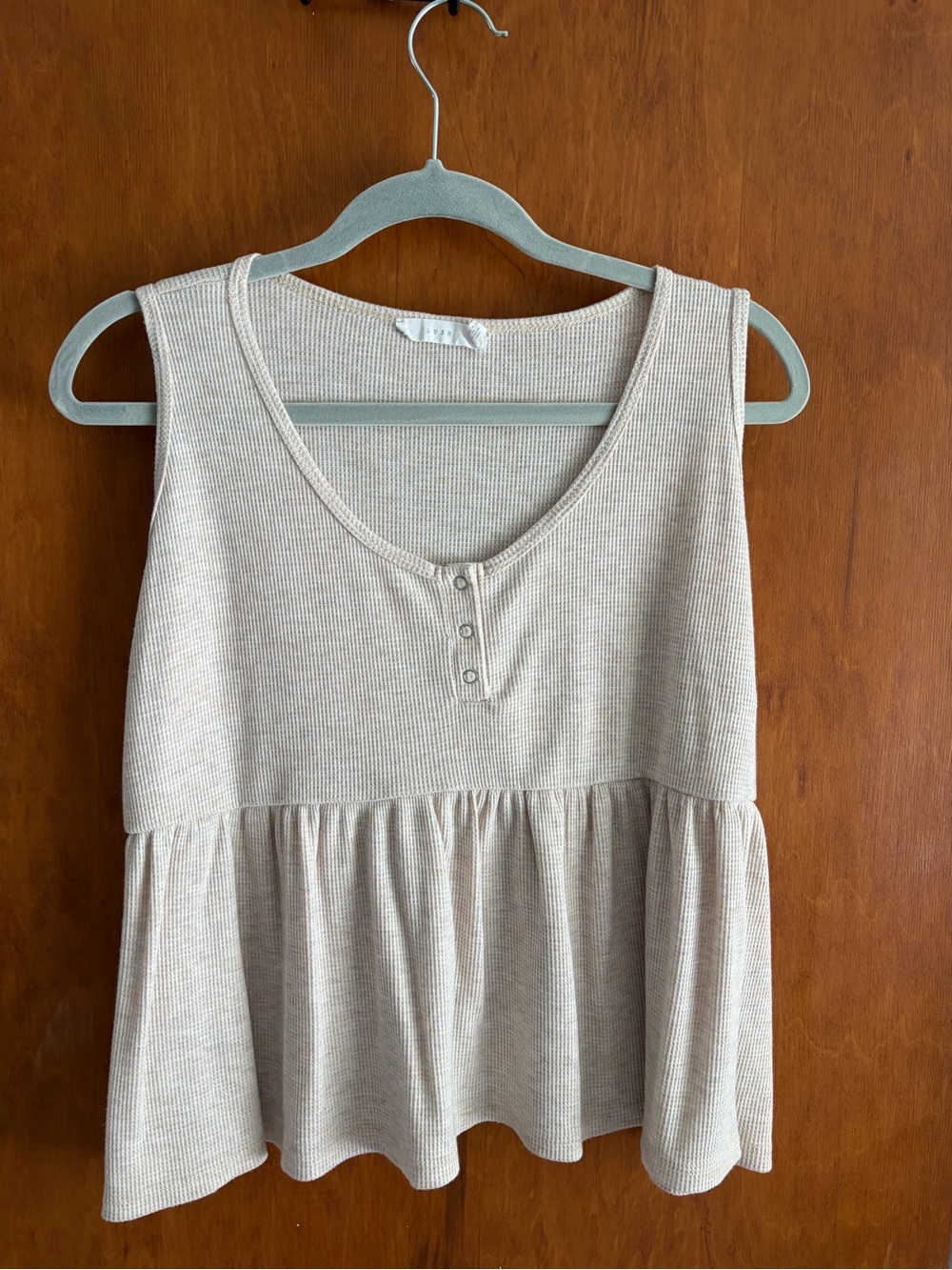Lush Ribbed Tank Top in Light Pink Beige